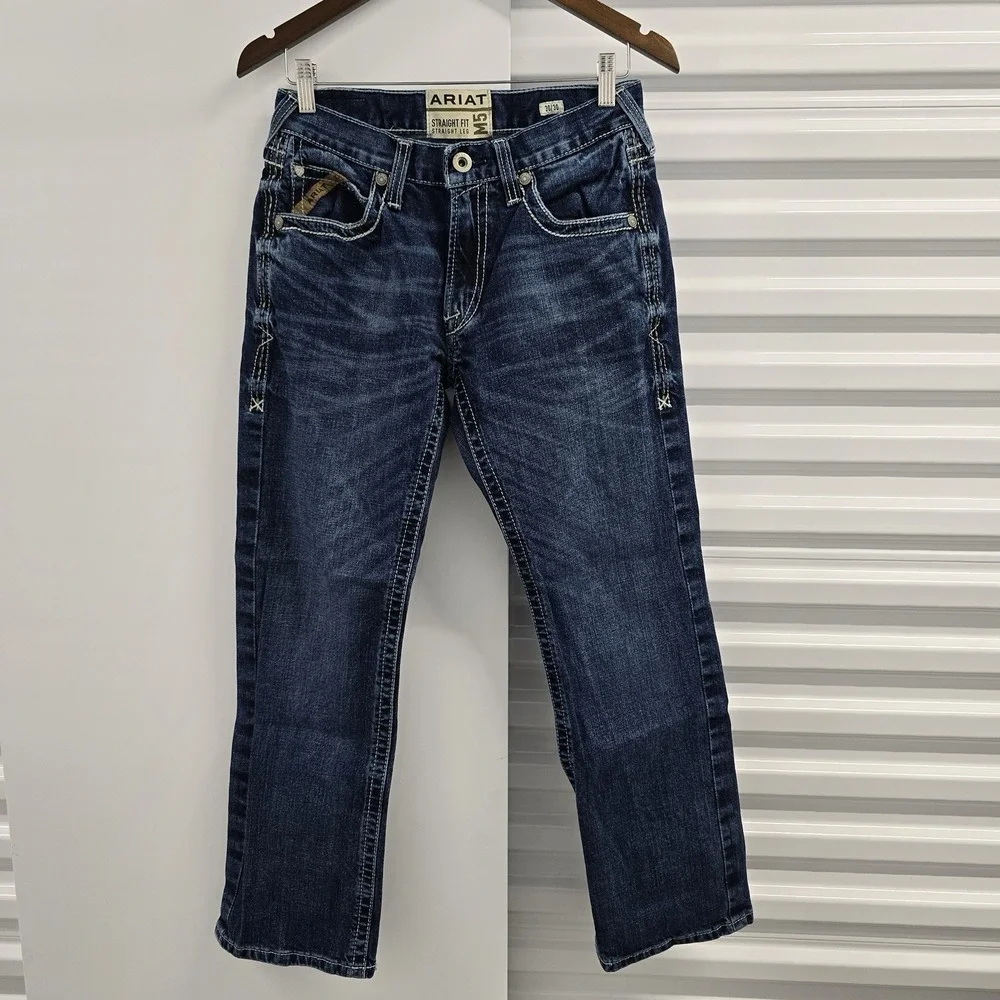 Ariat M5 Straight Fit Jeans Mens 29x28 Dark Wash Western Cowboy Stretch